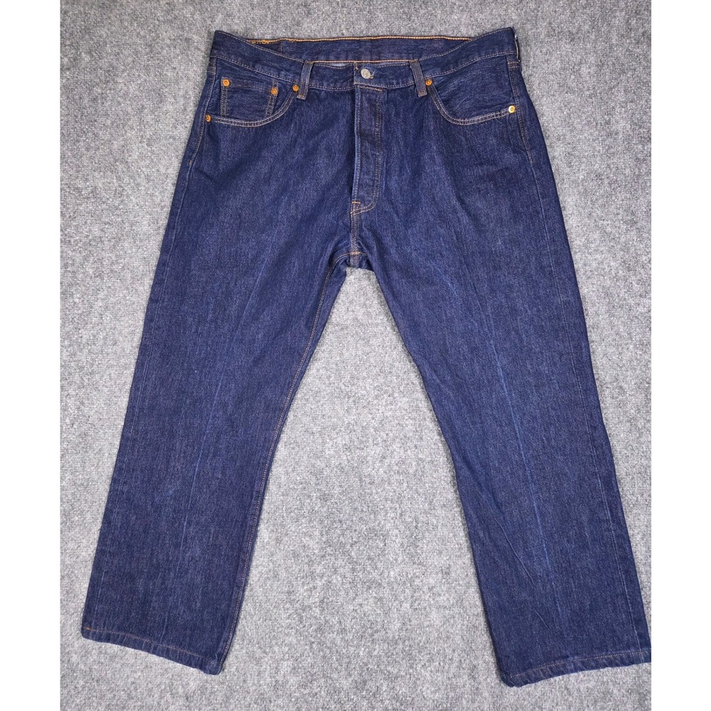 Levi's 501 Original Fit Jeans Mens 38x30 Blue Dark Wash Straight Leg Button 117